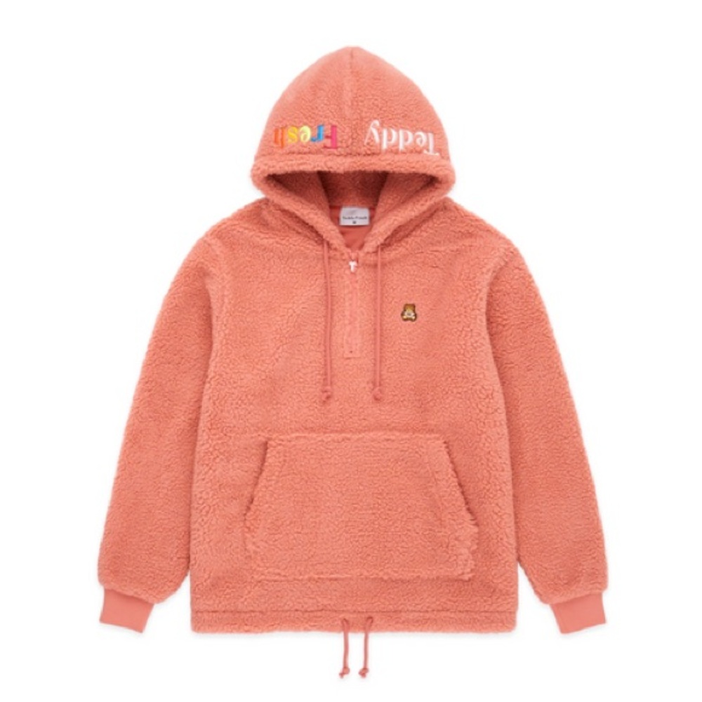 Teddy Fresh Half Zip Sherpa in Peach